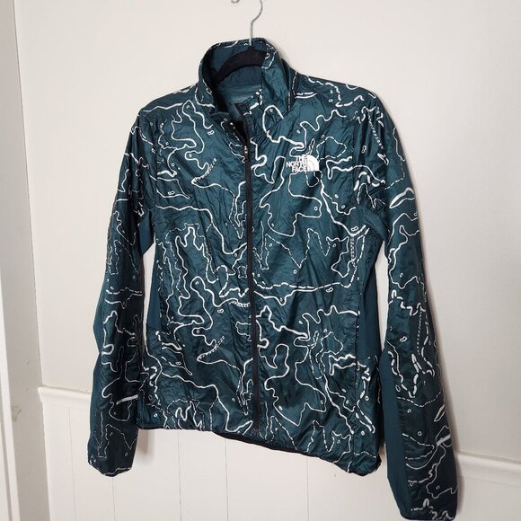 THE NORTH FACE Teal Topography Print Hybrid Jacket - Picture 1 of 7